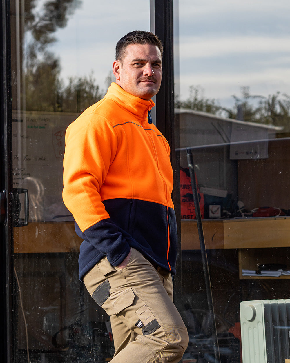 Lumber Jacket in Fluoro Yellow & Navy | 46127