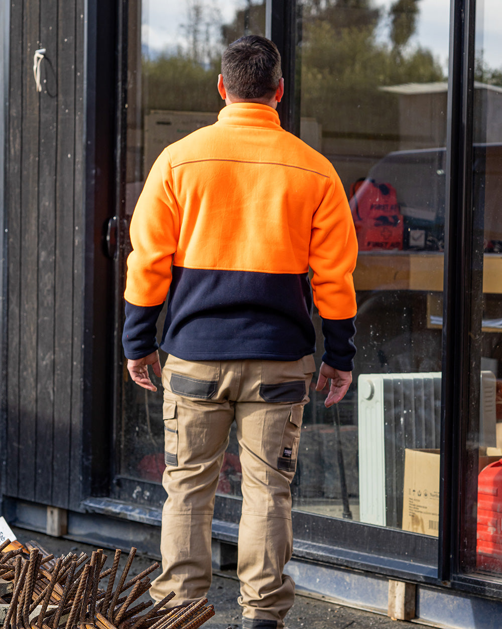 Lumber Jacket in Fluoro Yellow & Navy | 46127