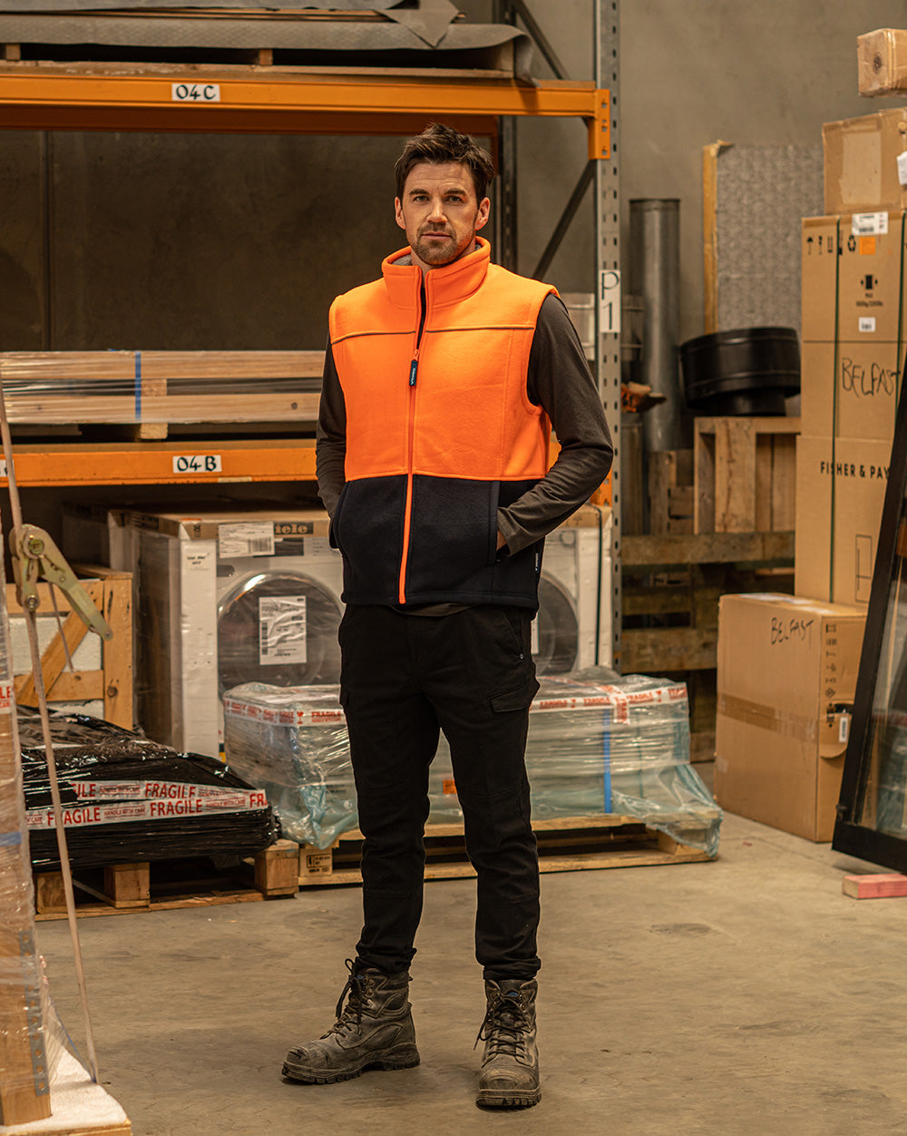 Maguire Vest in Fluoro Orange & Navy | 46889