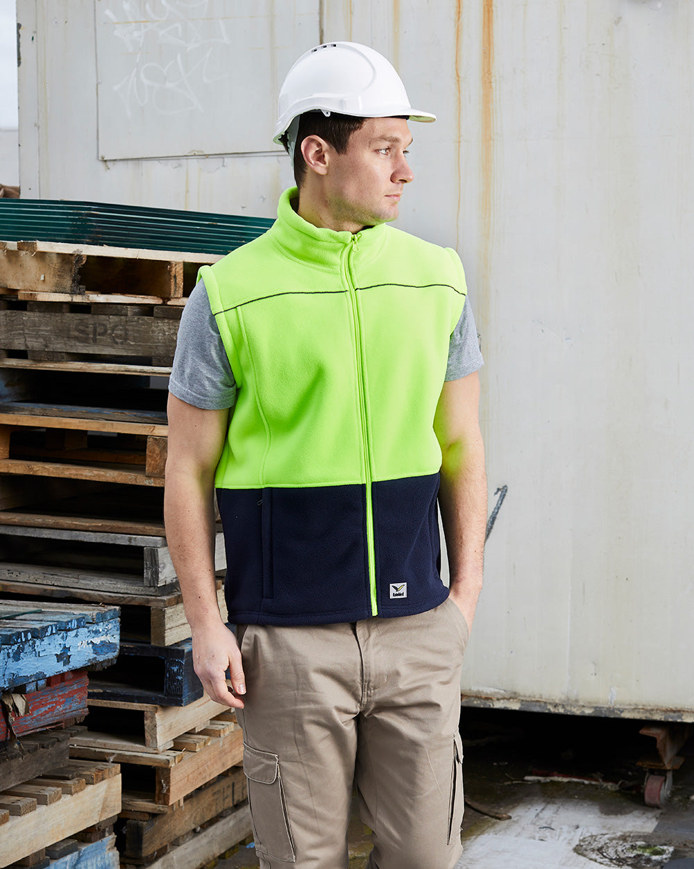 Maguire Vest in Fluoro Yellow & Navy | 46888