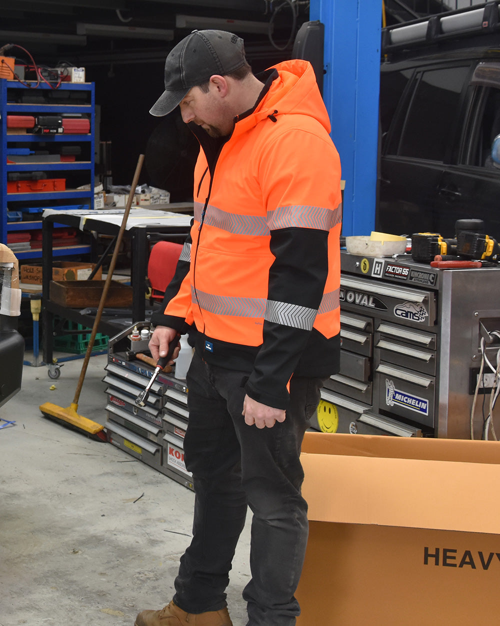 Matthews Hooded Softshell Jacket in Fluoro Orange & Black | 48047