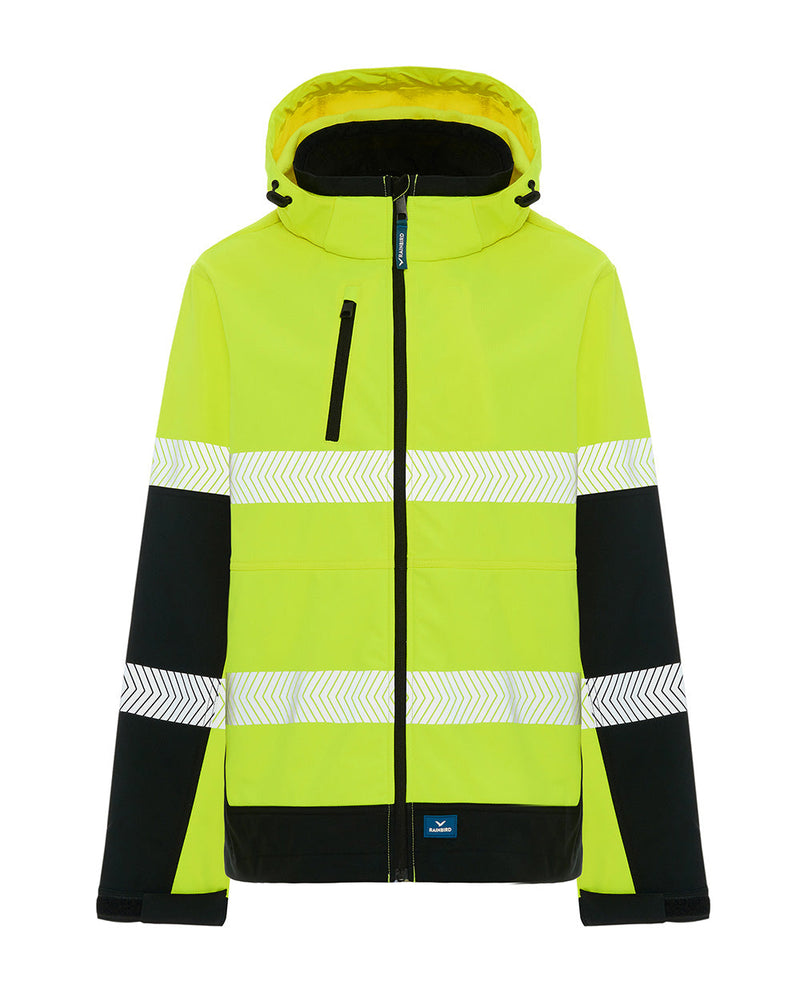 Matthews Hooded Softshell Jacket in Fluoro Yellow & Black | 48046