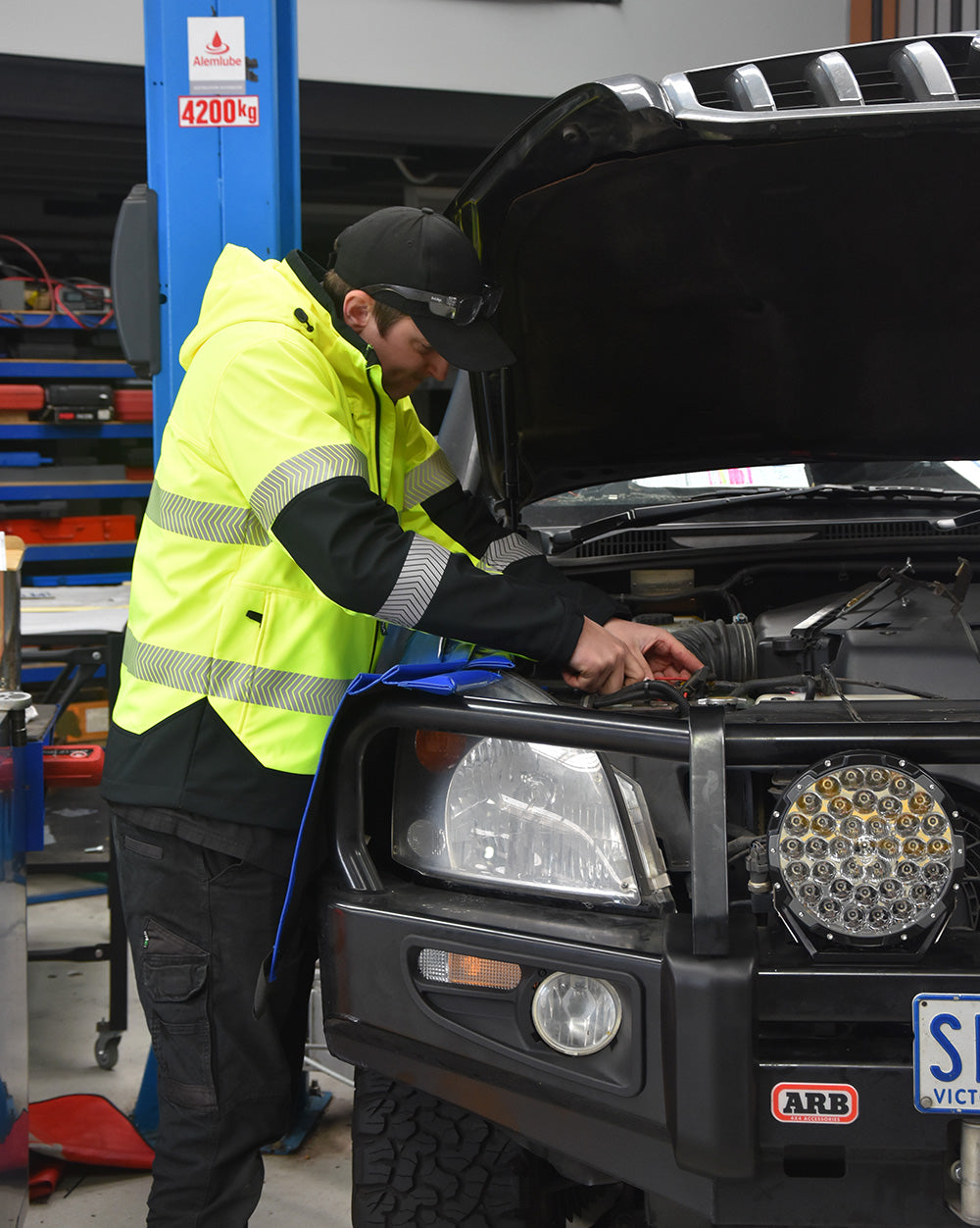 Matthews Hooded Softshell Jacket in Fluoro Yellow & Black | 48046