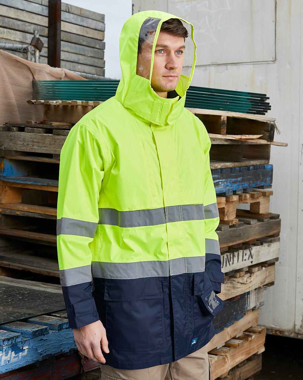 Northern Jacket in Fluoro Yellow & Navy | 47111