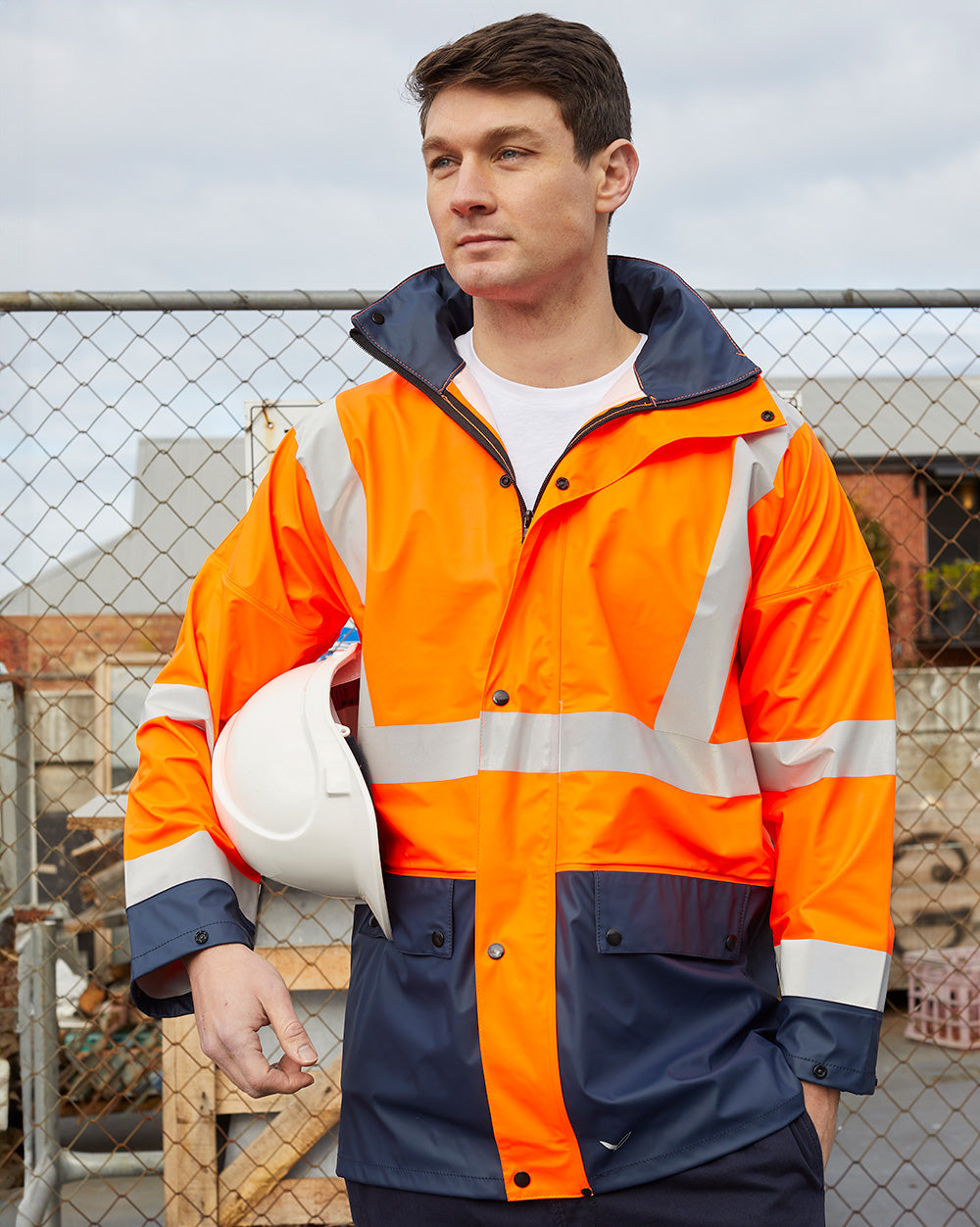 Shelter Jacket in Fluoro Orange & Navy | 4867