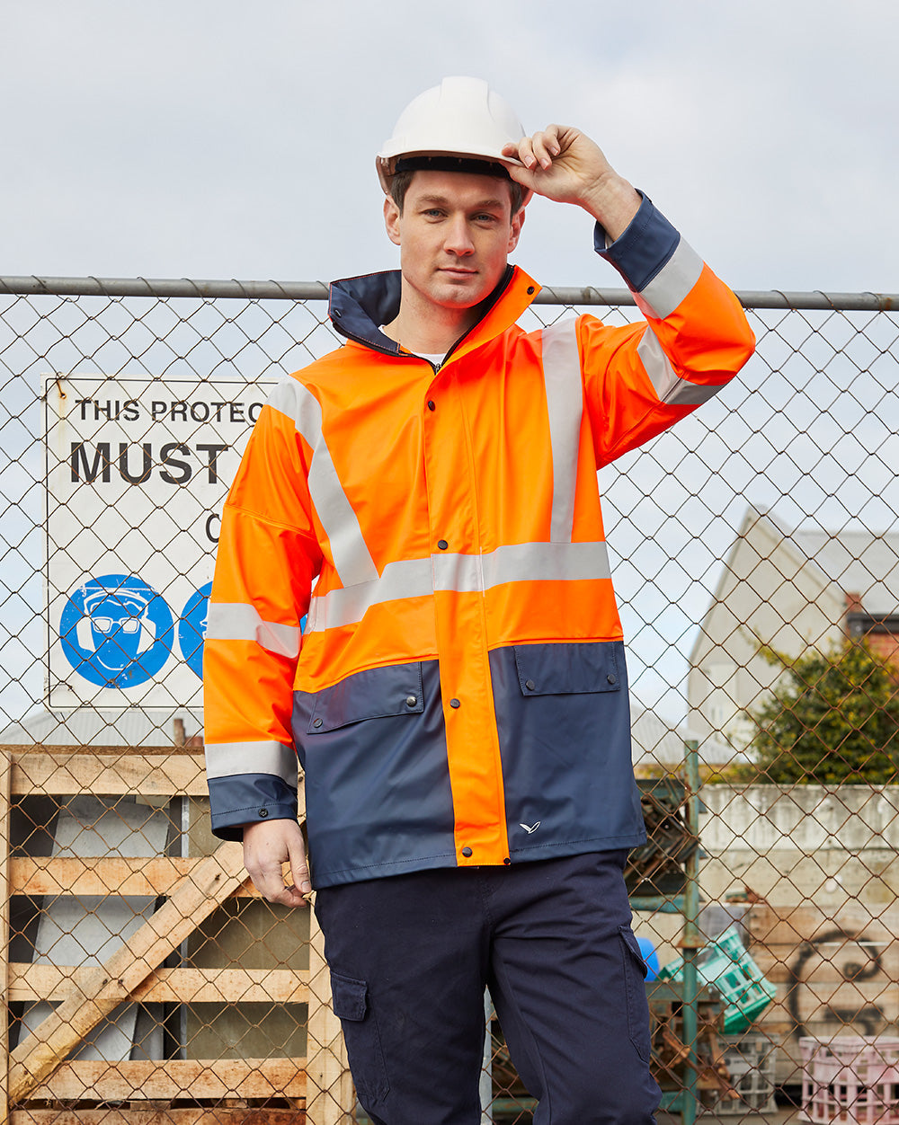 Shelter Jacket in Fluoro Orange & Navy | 4867