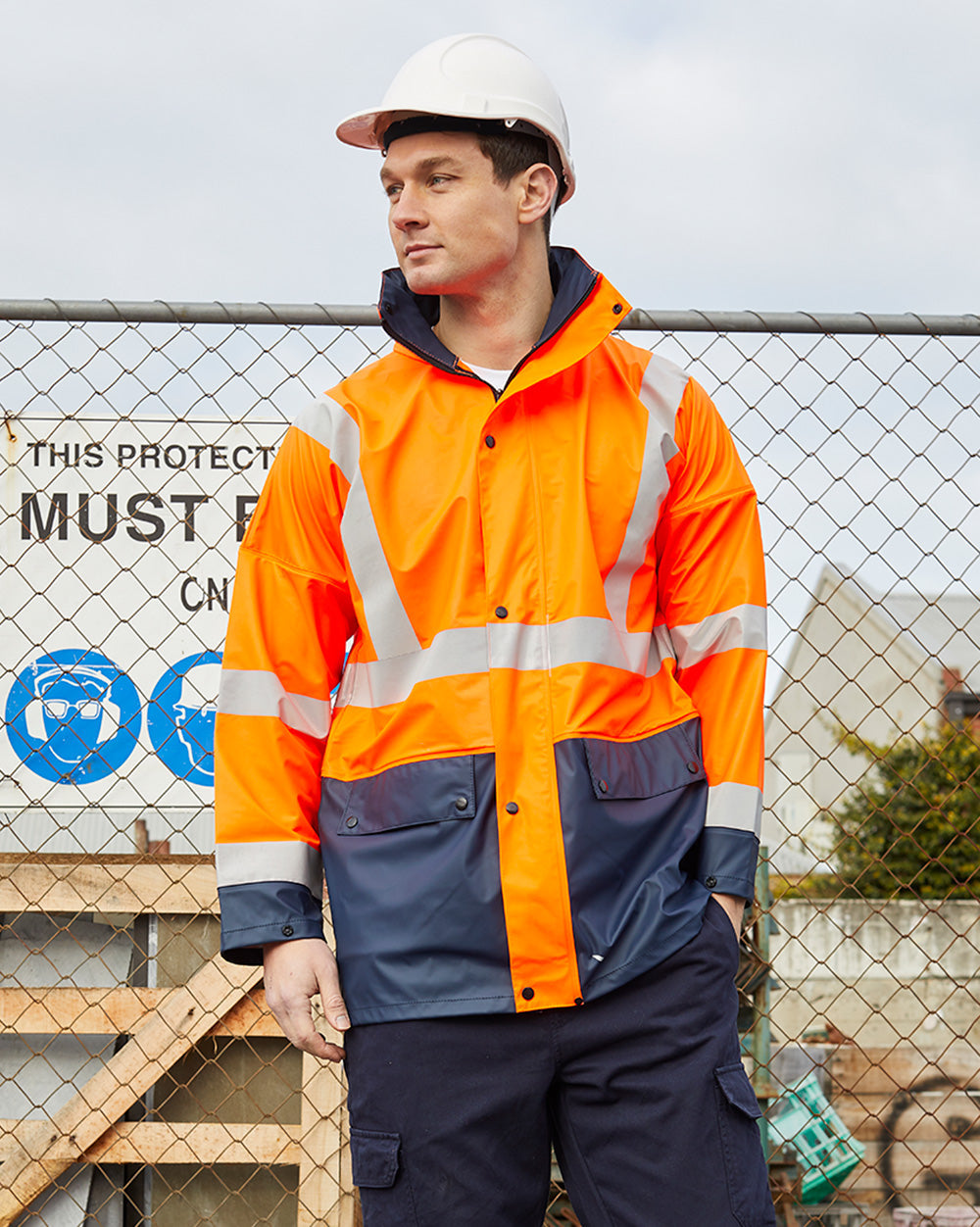 Shelter Jacket in Fluoro Orange & Navy | 4867