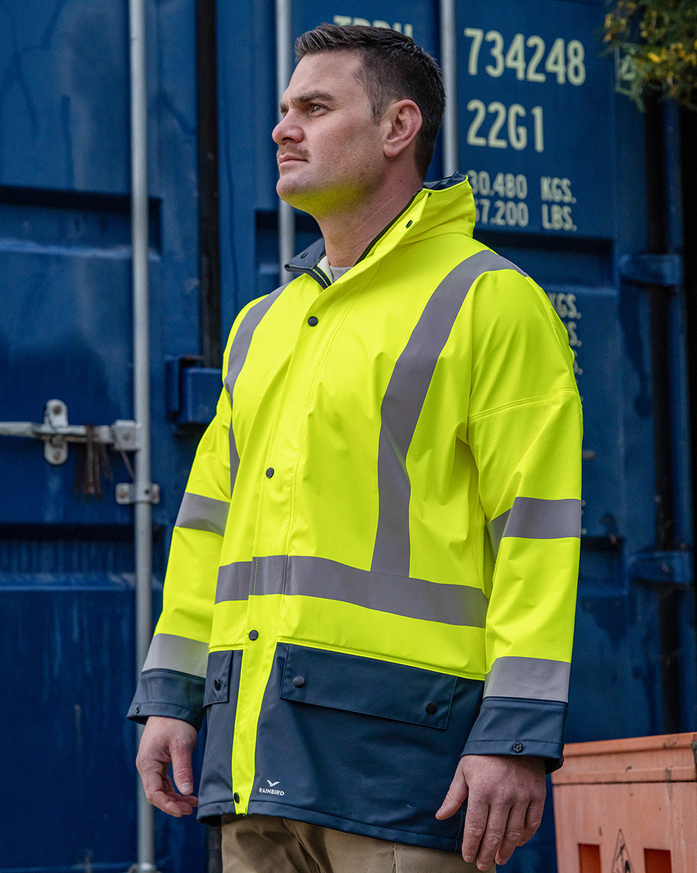 Shelter Jacket in Fluoro Yellow & Navy | 4866