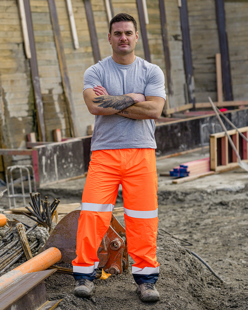 Shelter Pant in Fluoro Orange & Navy | 46367