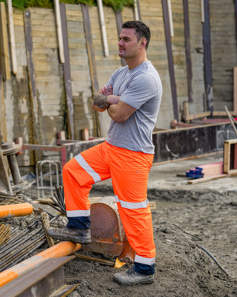 Shelter Pant in Fluoro Orange & Navy | 46367