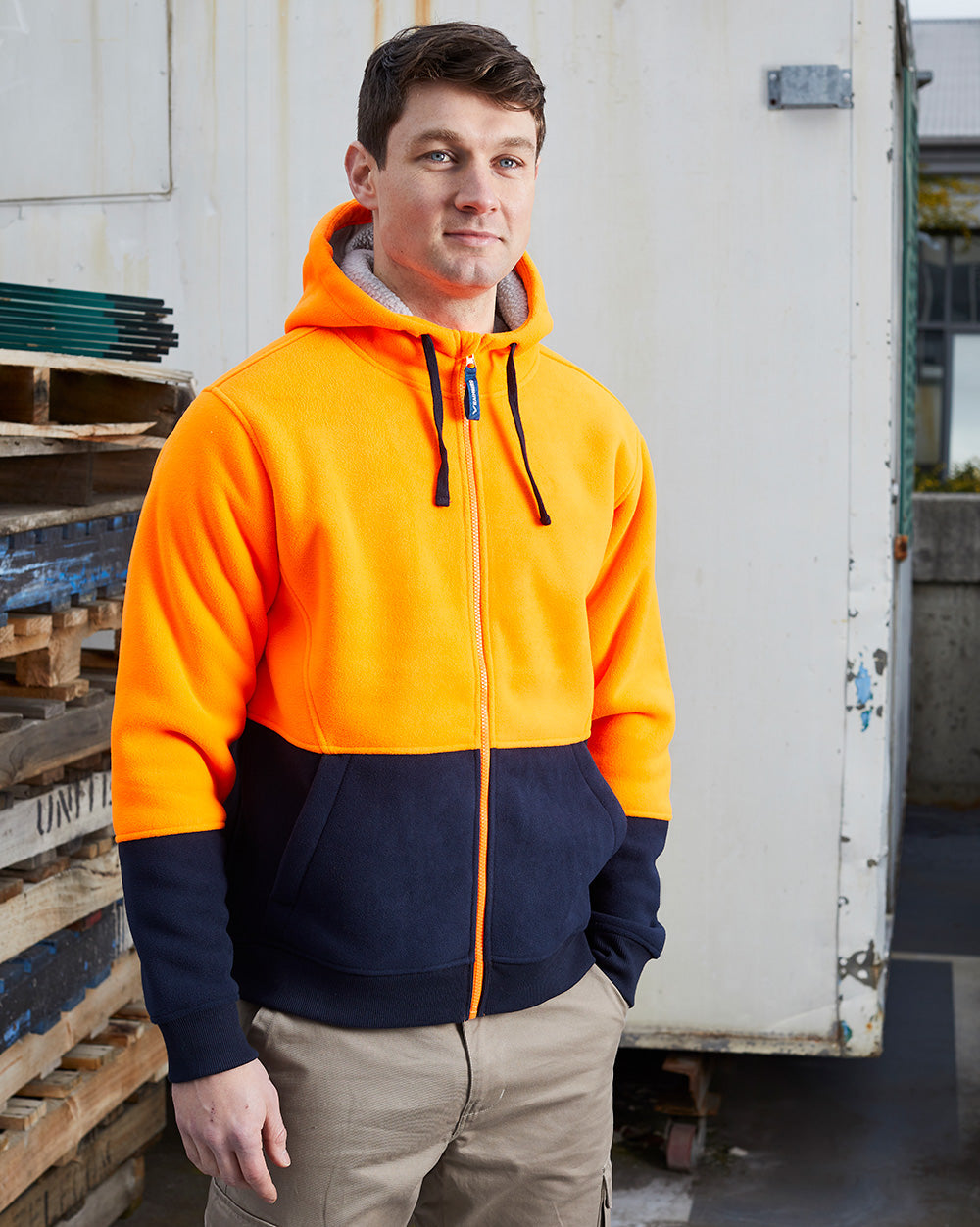 Taylor Hoodie Fluoro Orange & Navy | 47589