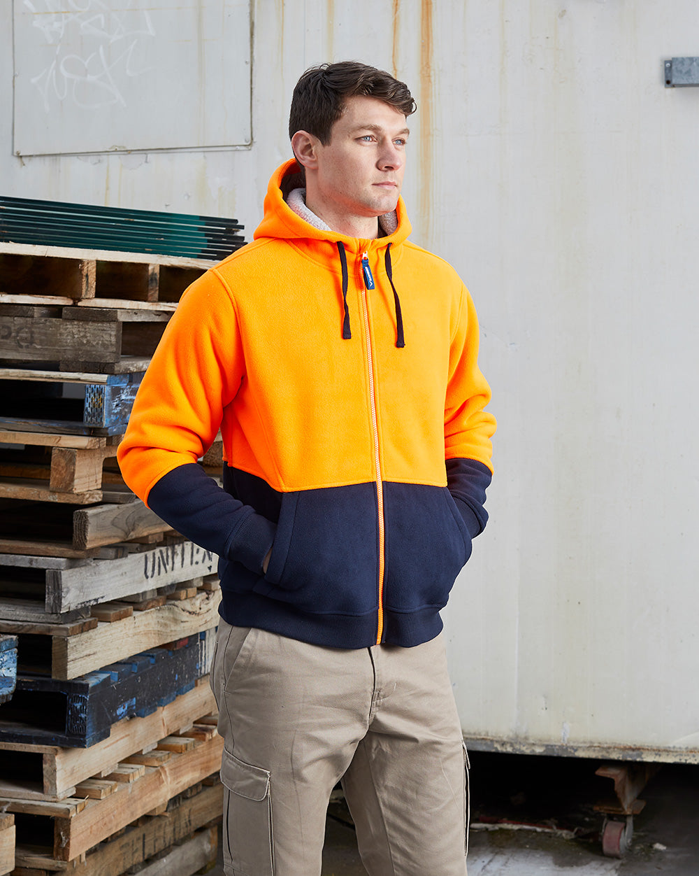 Taylor Hoodie Fluoro Orange & Navy | 47589