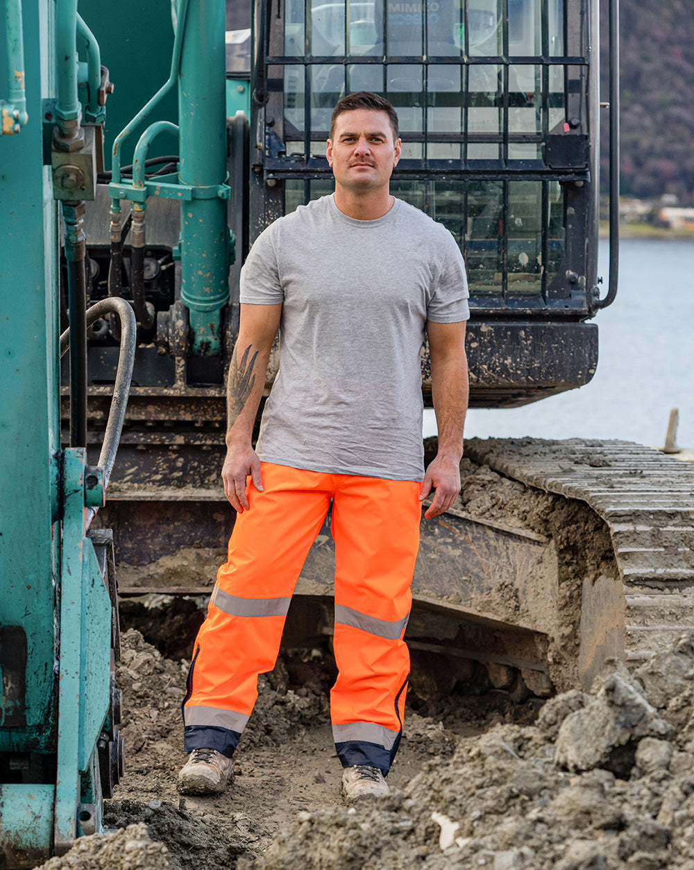 Utility Pant in Fluoro Orange & Navy | 29283