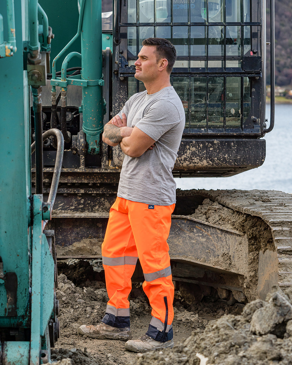 Utility Pant in Fluoro Orange & Navy | 29283