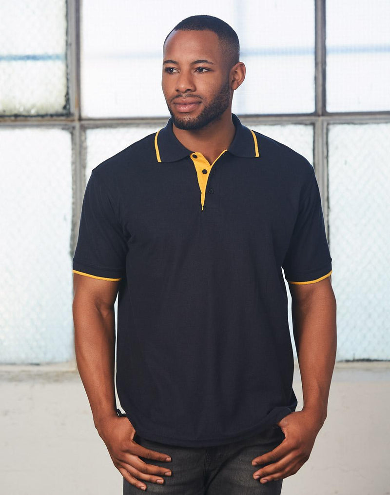 Mens S/L pique polo contrast | PS08