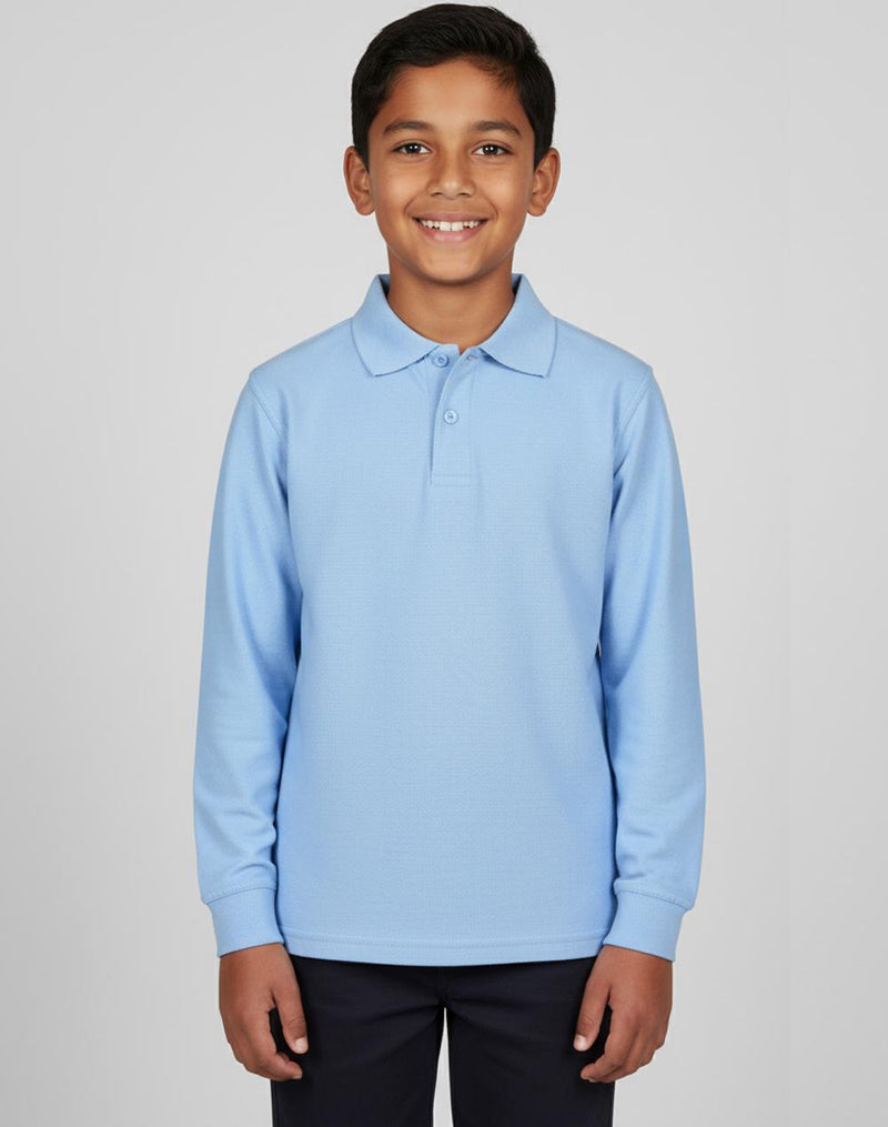 Kids' 240gsm Poly/Cotton Pique L/S Polo | PS12K