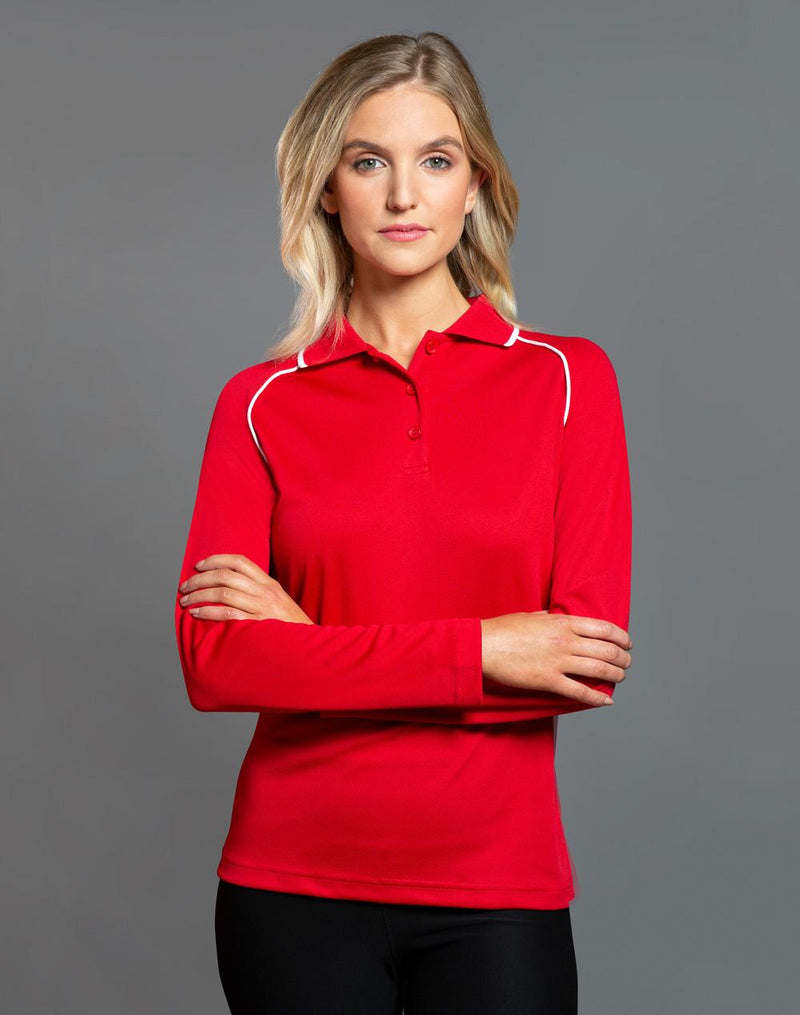 Ladies' cooldry raglan L/S polo | PS44
