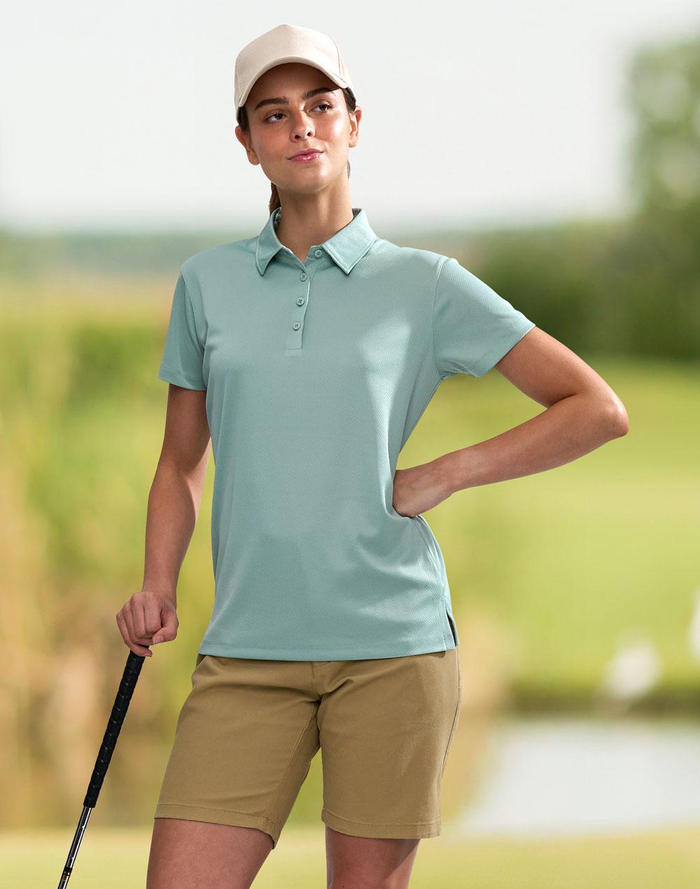 Ladies' Sustainable Jacquard Knit S/S Polo | PS96