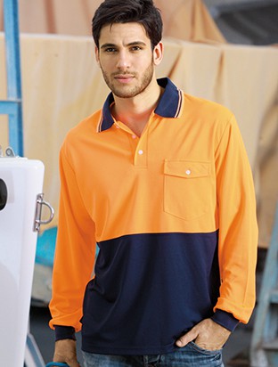 Unisex Adults Hi-Vis Safety Polo - Long Sleeve