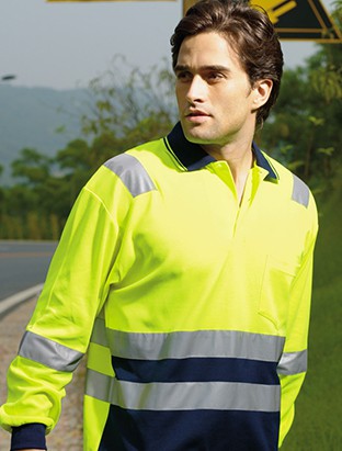 Unisex Adults Hi-Vis Polyface / Cotton Back Polo With Reflective Tape