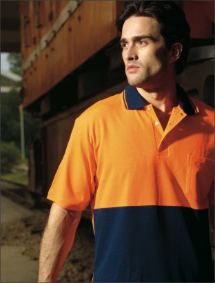 Unisex Adults Hi-Vis Polyface / Cotton Back Polo - S/S