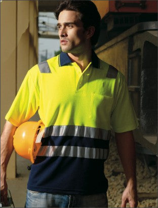 Unisex Adults Hi-Vis Polyface / Cotton Back Polo With Reflective Tape