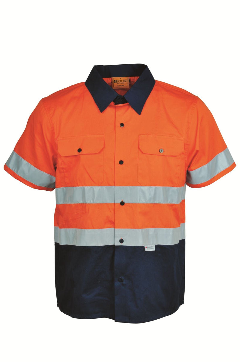 Hi-Vis S/S Cotton Drill Shirt With Reflective Tape | SS1231