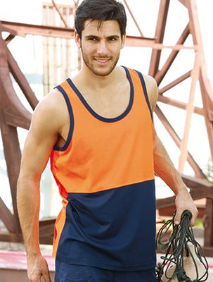 Unisex Adults Hi-Vis Polyface / Cotton Back Singlet