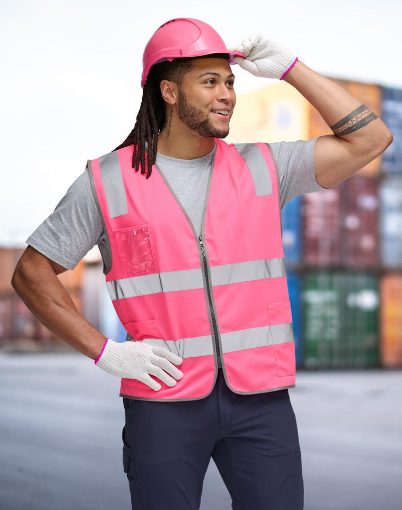 Hi Vis Safety Zip Vest With ID & Utility Pockets | SW04