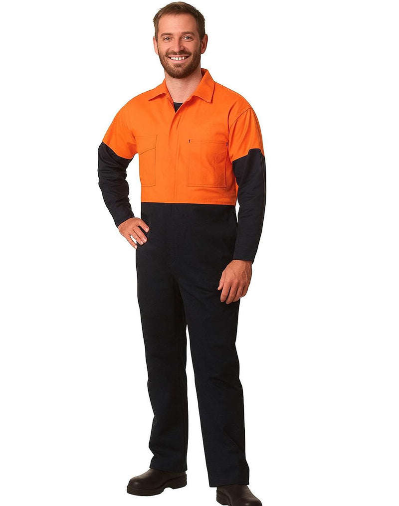 Hi-Vis Two Tone Men's Cotton Drill Coverall-Stout | SW205