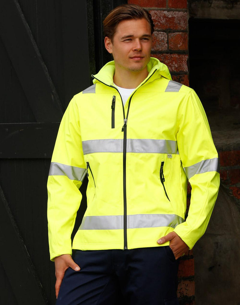Hi-Vis Softshell Hooded Jacket With 3M Tape | SW30
