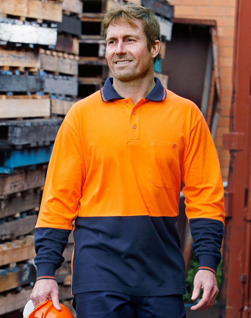 Hi-Vis Cotton Two Tone L/S Safety Polo | SW36