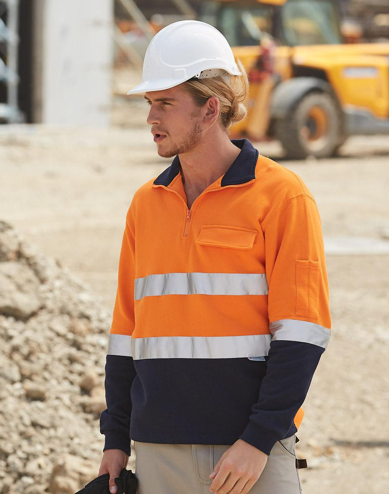 Hi-Vis Two Tone Cotton Fleecy Sweat With 3M tapes | SW48