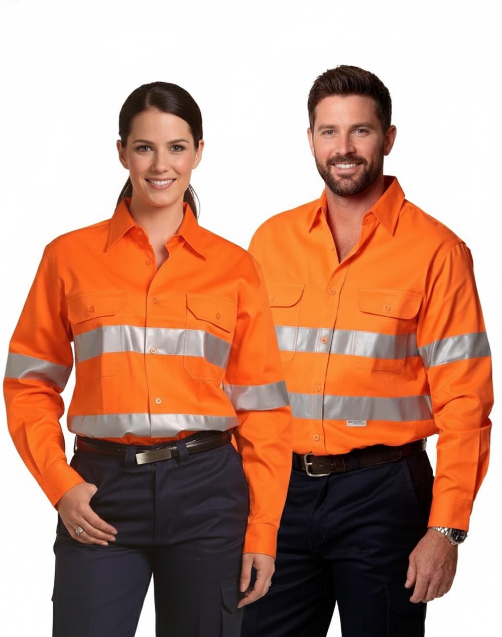 Men's Hi-Vis L/S Drill Shirt With 3M Tapes | SW52