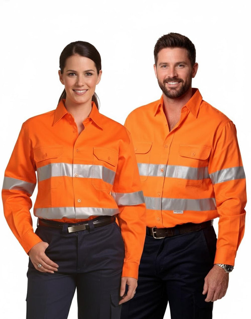 Men's Hi-Vis L/S Drill Shirt With 3M Tapes | SW52