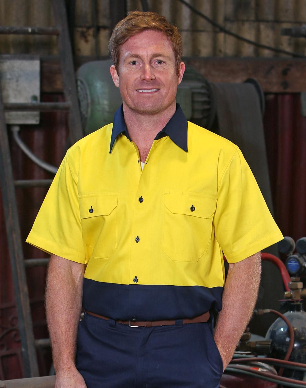 Hi-Vis Two Tone S/S Cotton Work Shirt | SW53