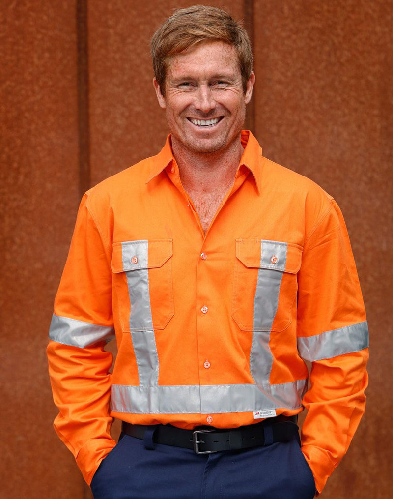 Men's Hi-Vis L/S Drill Shirt With 3M Tapes | SW56