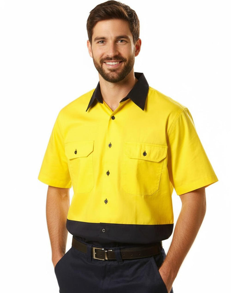 Hi-Vis two tone S/S cotton work shirt | SW57