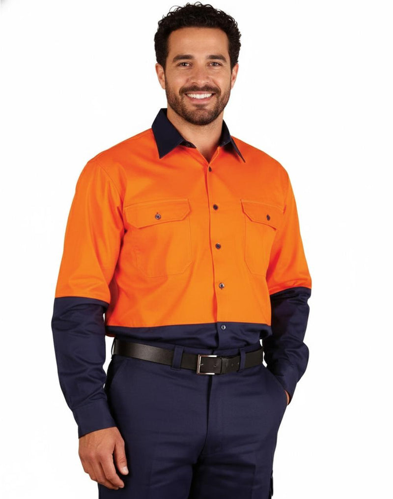 Hi-Vis two tone Cool-Breeze L/S cotton work shirt | SW58