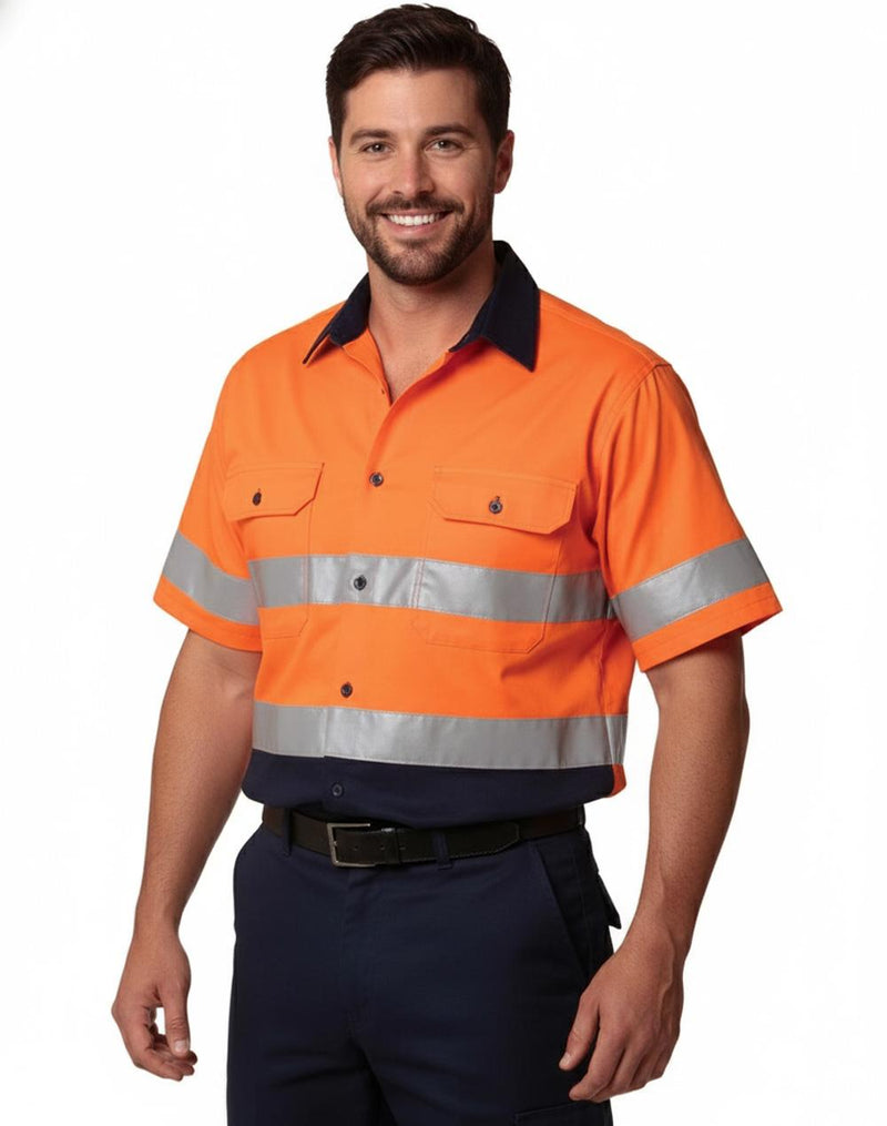 Men's Hi-Vis Cool Breeze Safety S/S Shirt (3M Tape) | SW59