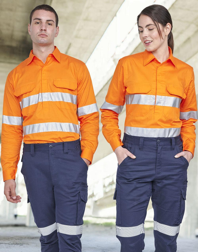 Hi Vis Cool-Breeze Closed Front L/S Shirt (Perforated Tape) | SW87