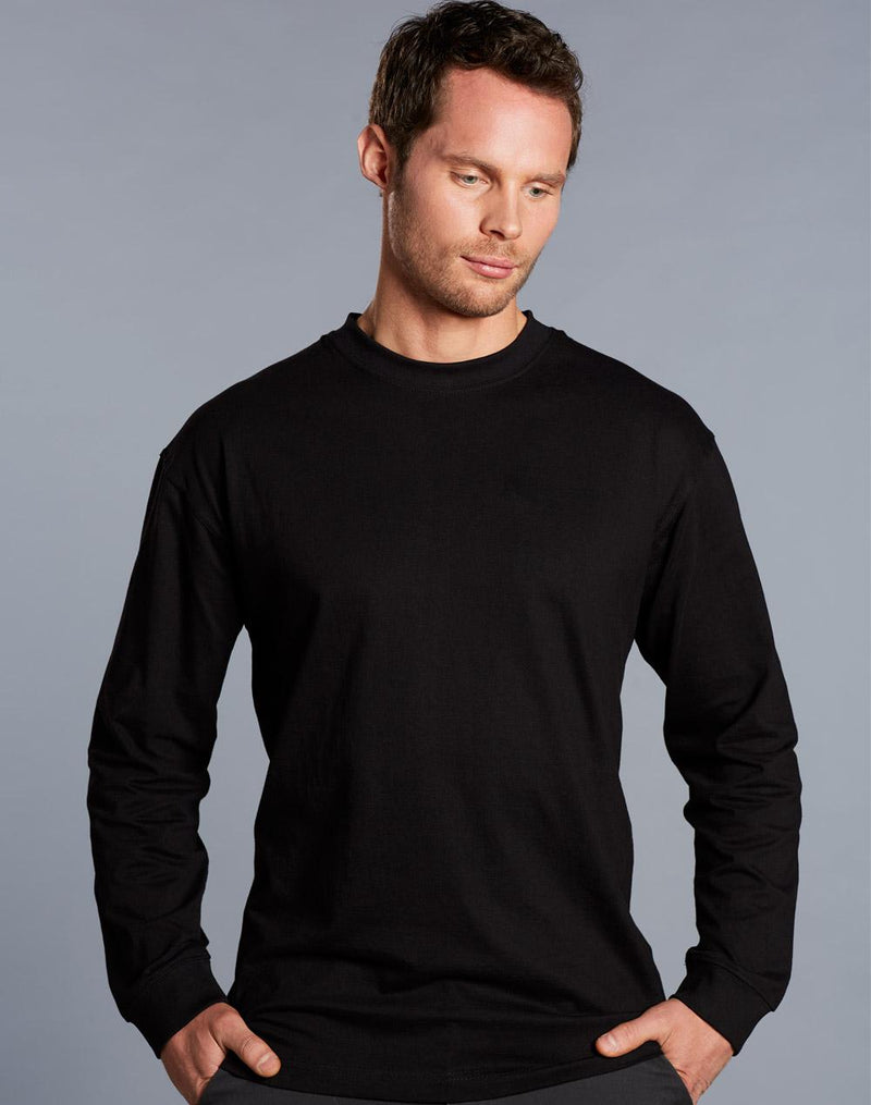 mens cotton crew neck L/S tee | TS02