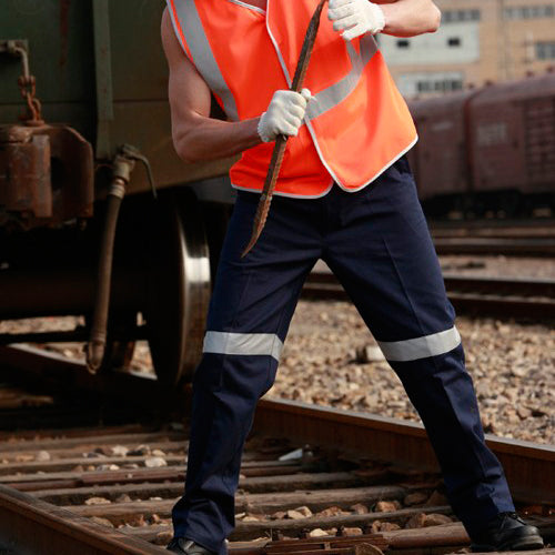 Cotton Drill Work Pants With Reflective Tape | WK1234