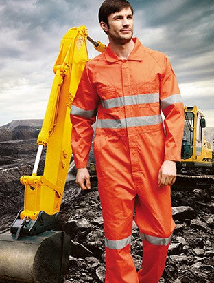Unisex Adults Hi-Vis Cotton Drill Overall With X Pattern Reflective Tape