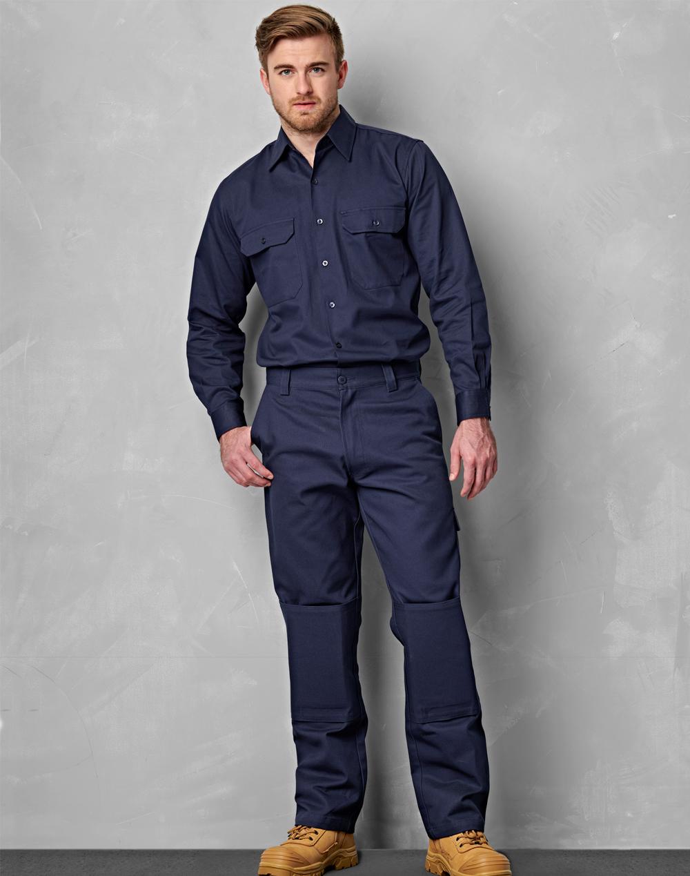 Men's Cotton Drill Pre-shrunk Cargo Pants With Knee Pads | WP03