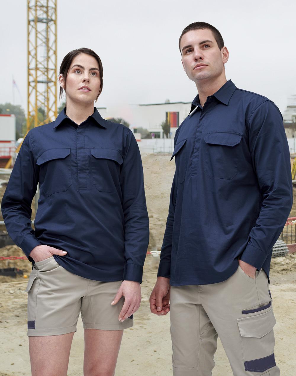 Cool-Breeze Closed Front L/S Work Shirt | WT12