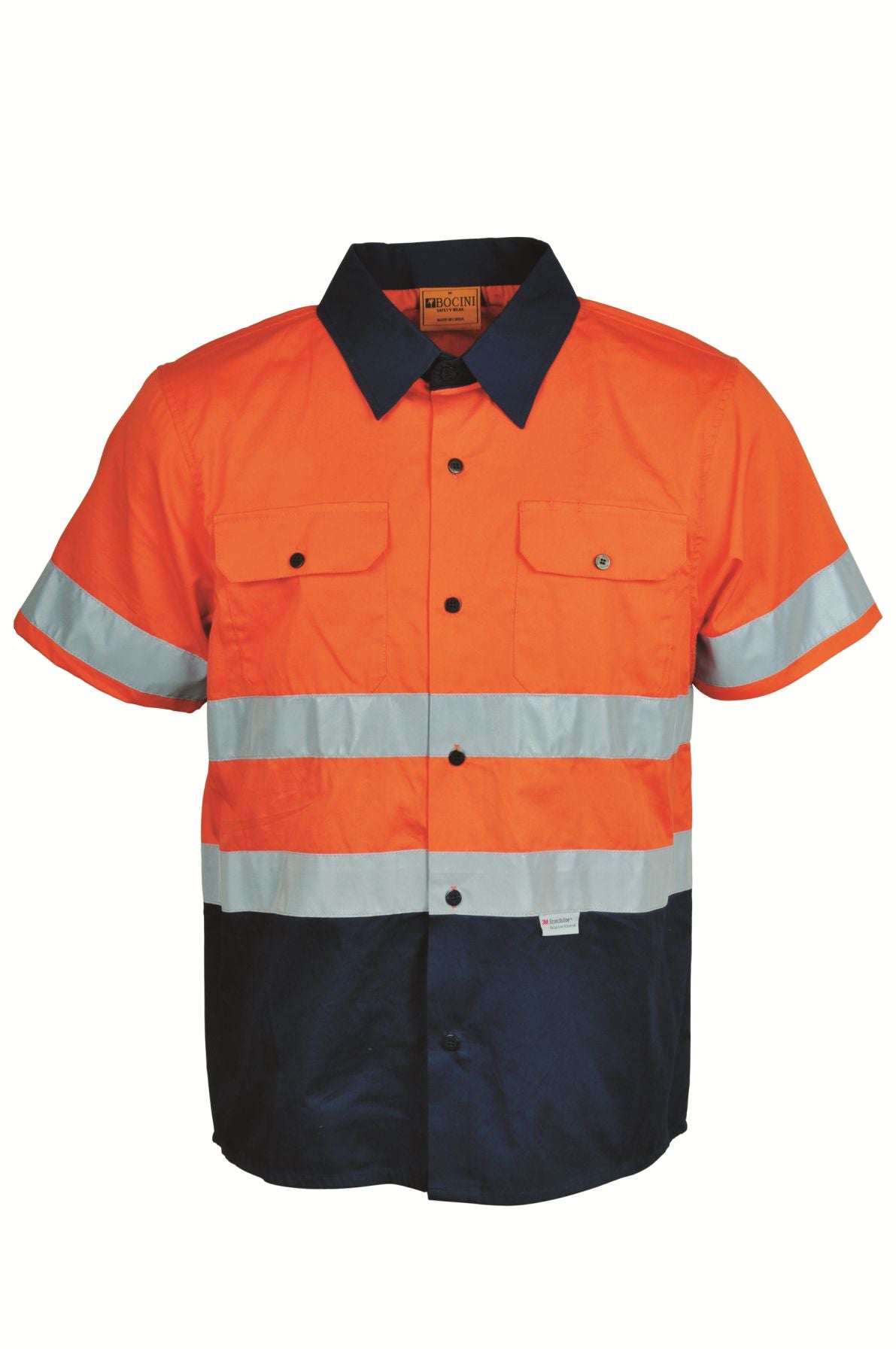 Unisex Adults Hi-Vis S/S Cotton Drill Shirt With Reflective Tape